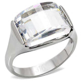 TK100 - High polished (no plating) Stainless Steel Ring with AAA Grade CZ in Clear - Alamode - Flyclothing LLC