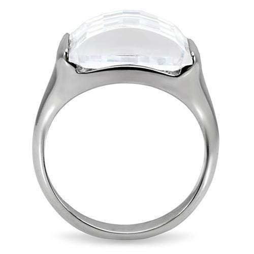TK100 - High polished (no plating) Stainless Steel Ring with AAA Grade CZ in Clear - Alamode - Flyclothing LLC
