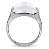 TK100 - High polished (no plating) Stainless Steel Ring with AAA Grade CZ in Clear - Alamode - Flyclothing LLC