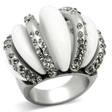 Alamode High polished (no plating) Stainless Steel Ring with Top Grade Crystal in Black Diamond - Alamode - Flyclothing LLC
