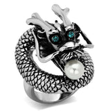 TK1014 - High polished (no plating) Stainless Steel Ring with Synthetic Pearl in White - Alamode - Flyclothing LLC