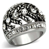 TK1015 - High polished (no plating) Stainless Steel Ring with Top Grade Crystal in Clear - Alamode - Flyclothing LLC