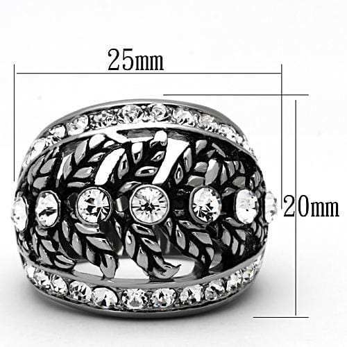TK1015 - High polished (no plating) Stainless Steel Ring with Top Grade Crystal in Clear - Alamode - Flyclothing LLC