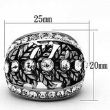 TK1015 - High polished (no plating) Stainless Steel Ring with Top Grade Crystal in Clear - Alamode - Flyclothing LLC