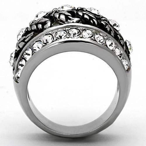 TK1015 - High polished (no plating) Stainless Steel Ring with Top Grade Crystal in Clear - Alamode - Flyclothing LLC