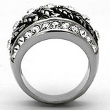 TK1015 - High polished (no plating) Stainless Steel Ring with Top Grade Crystal in Clear - Alamode - Flyclothing LLC
