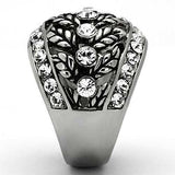 TK1015 - High polished (no plating) Stainless Steel Ring with Top Grade Crystal in Clear - Alamode - Flyclothing LLC