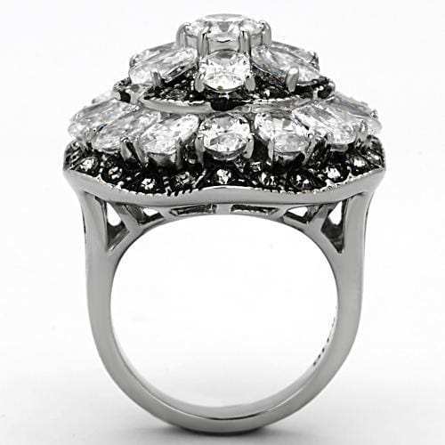 TK1016 - High polished (no plating) Stainless Steel Ring with AAA Grade CZ in Clear - Alamode - Flyclothing LLC