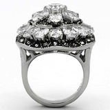 TK1016 - High polished (no plating) Stainless Steel Ring with AAA Grade CZ in Clear - Alamode - Flyclothing LLC