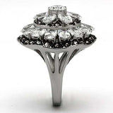 TK1016 - High polished (no plating) Stainless Steel Ring with AAA Grade CZ in Clear - Alamode - Flyclothing LLC