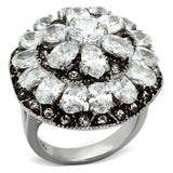 TK1016 - High polished (no plating) Stainless Steel Ring with AAA Grade CZ in Clear - Alamode - Flyclothing LLC