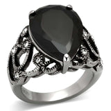 TK1017 - High polished (no plating) Stainless Steel Ring with AAA Grade CZ in Jet - Alamode - Flyclothing LLC