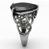 TK1017 - High polished (no plating) Stainless Steel Ring with AAA Grade CZ in Jet - Alamode - Flyclothing LLC