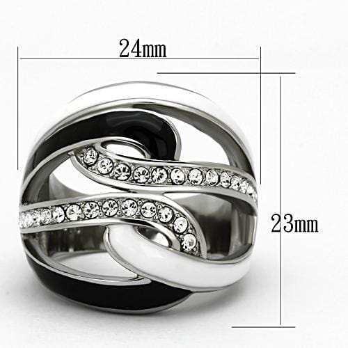 TK1018 - High polished (no plating) Stainless Steel Ring with Top Grade Crystal in Clear - Alamode - Flyclothing LLC