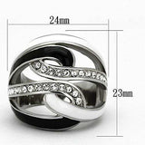 TK1018 - High polished (no plating) Stainless Steel Ring with Top Grade Crystal in Clear - Alamode - Flyclothing LLC