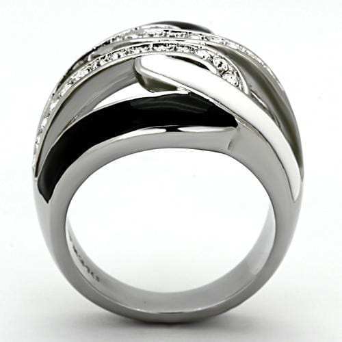 TK1018 - High polished (no plating) Stainless Steel Ring with Top Grade Crystal in Clear - Alamode - Flyclothing LLC