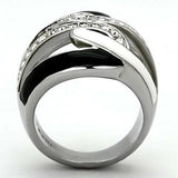 TK1018 - High polished (no plating) Stainless Steel Ring with Top Grade Crystal in Clear - Alamode - Flyclothing LLC