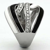 TK1018 - High polished (no plating) Stainless Steel Ring with Top Grade Crystal in Clear - Alamode - Flyclothing LLC