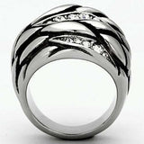 TK1020 - High polished (no plating) Stainless Steel Ring with Top Grade Crystal in Clear - Alamode - Flyclothing LLC