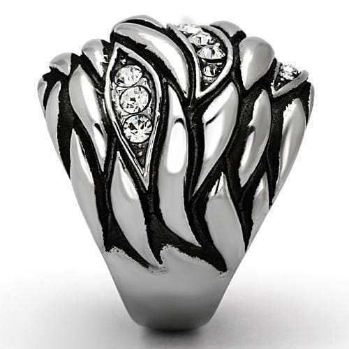 TK1020 - High polished (no plating) Stainless Steel Ring with Top Grade Crystal in Clear - Alamode - Flyclothing LLC