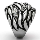 TK1020 - High polished (no plating) Stainless Steel Ring with Top Grade Crystal in Clear - Alamode - Flyclothing LLC