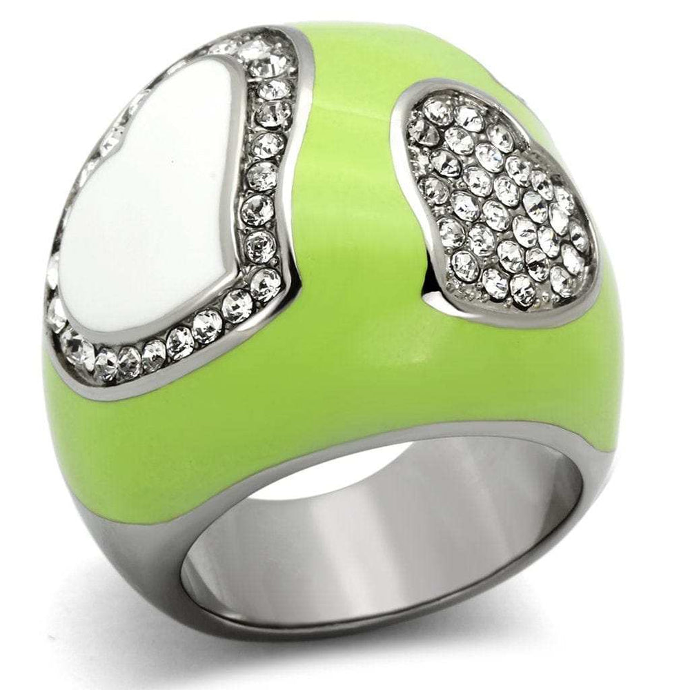 TK1021 - High polished (no plating) Stainless Steel Ring with Top Grade Crystal in Clear - Alamode - Flyclothing LLC