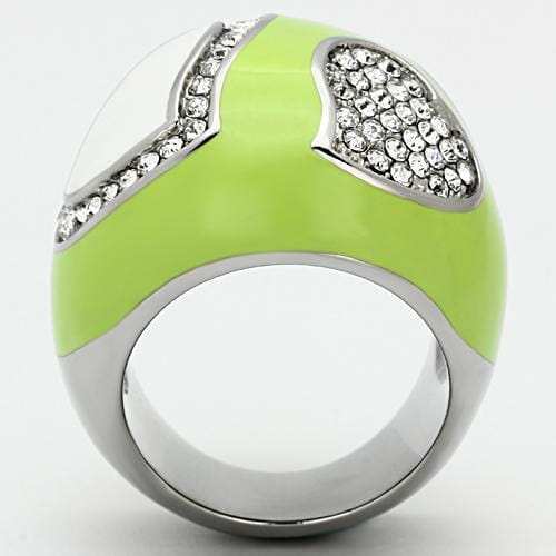TK1021 - High polished (no plating) Stainless Steel Ring with Top Grade Crystal in Clear - Alamode - Flyclothing LLC