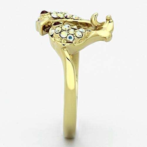 TK1023 - IP Gold(Ion Plating) Stainless Steel Ring with Top Grade Crystal in Multi Color - Alamode - Flyclothing LLC