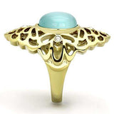 TK1029 - IP Gold(Ion Plating) Stainless Steel Ring with Synthetic Cat Eye in Light Sapphire - Alamode - Flyclothing LLC