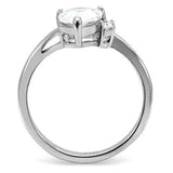 TK102 - High polished (no plating) Stainless Steel Ring with AAA Grade CZ in Clear - Alamode - Flyclothing LLC