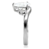 TK102 - High polished (no plating) Stainless Steel Ring with AAA Grade CZ in Clear - Alamode - Flyclothing LLC