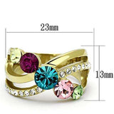 TK1031 - IP Gold(Ion Plating) Stainless Steel Ring with Top Grade Crystal in Multi Color - Alamode - Flyclothing LLC