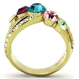 TK1031 - IP Gold(Ion Plating) Stainless Steel Ring with Top Grade Crystal in Multi Color - Alamode - Flyclothing LLC