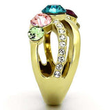 TK1031 - IP Gold(Ion Plating) Stainless Steel Ring with Top Grade Crystal in Multi Color - Alamode - Flyclothing LLC