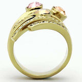 TK1033 - IP Gold(Ion Plating) Stainless Steel Ring with Top Grade Crystal in Multi Color - Alamode - Flyclothing LLC