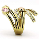 TK1033 - IP Gold(Ion Plating) Stainless Steel Ring with Top Grade Crystal in Multi Color - Alamode - Flyclothing LLC