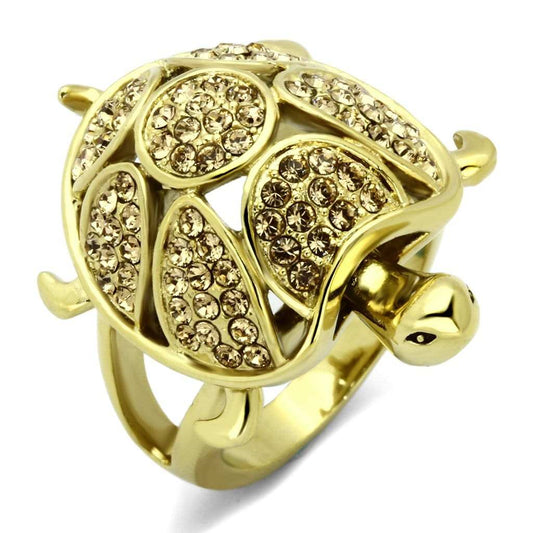TK1035 - IP Gold(Ion Plating) Stainless Steel Ring with Top Grade Crystal in Citrine Yellow - Alamode - Flyclothing LLC