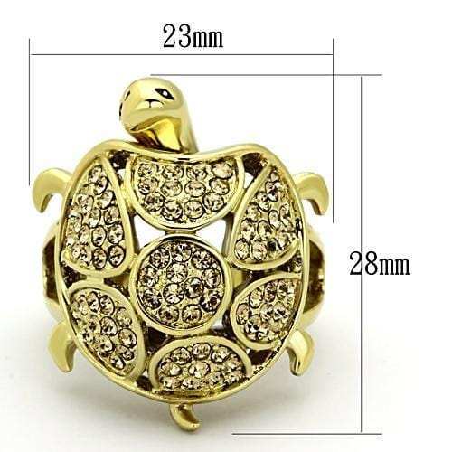 TK1035 - IP Gold(Ion Plating) Stainless Steel Ring with Top Grade Crystal in Citrine Yellow - Alamode - Flyclothing LLC