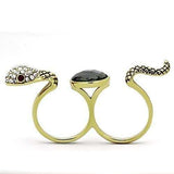 TK1036 - IP Gold(Ion Plating) Stainless Steel Ring with Synthetic Glass Bead in Black Diamond - Alamode - Flyclothing LLC