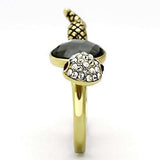 TK1036 - IP Gold(Ion Plating) Stainless Steel Ring with Synthetic Glass Bead in Black Diamond - Alamode - Flyclothing LLC