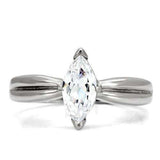 TK103 - High polished (no plating) Stainless Steel Ring with AAA Grade CZ in Clear - Alamode - Flyclothing LLC