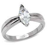 TK103 - High polished (no plating) Stainless Steel Ring with AAA Grade CZ in Clear - Alamode - Flyclothing LLC