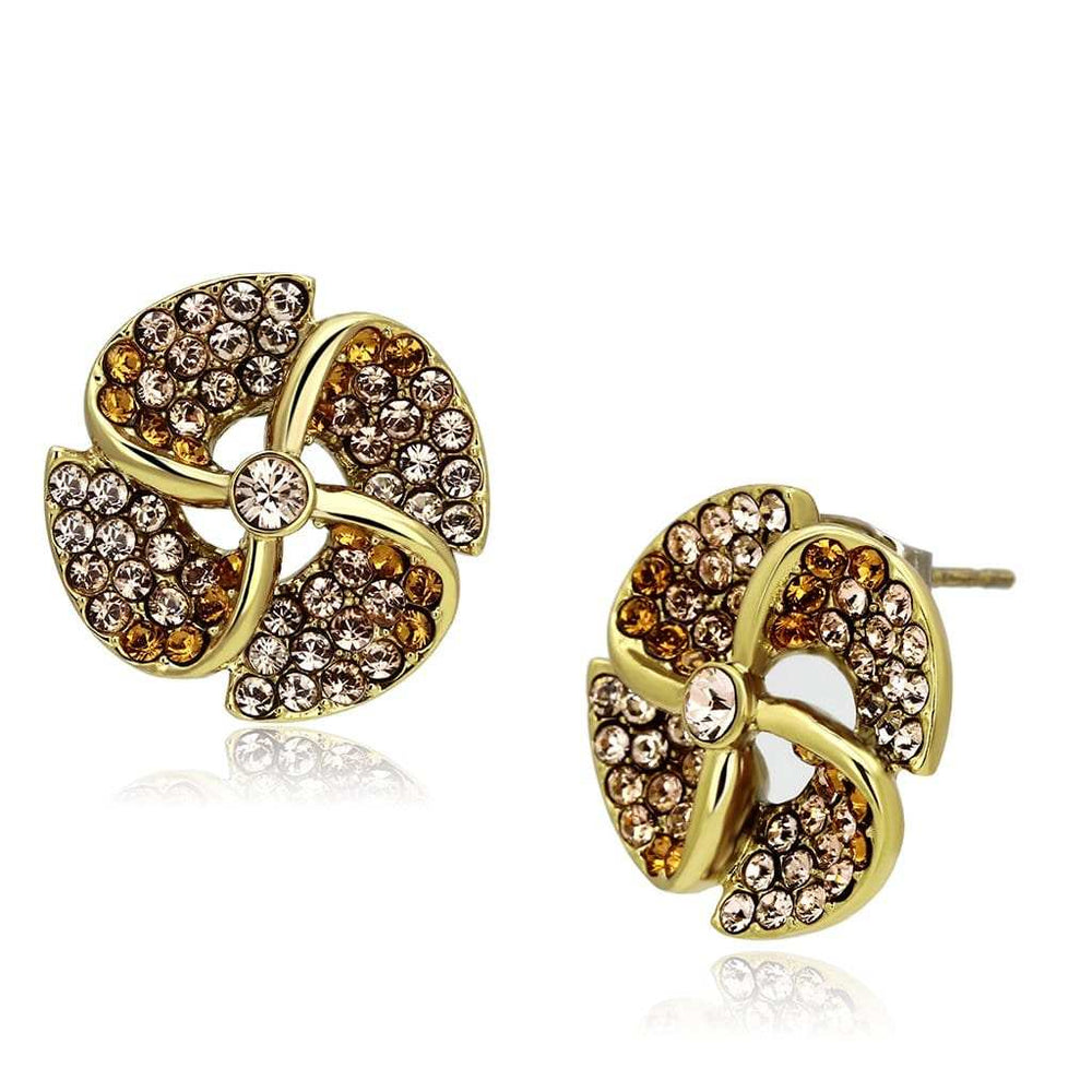 TK1040 - IP Gold(Ion Plating) Stainless Steel Earrings with Top Grade Crystal in Multi Color - Alamode - Flyclothing LLC