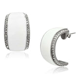 TK1046 - High polished (no plating) Stainless Steel Earrings with Top Grade Crystal in Clear - Alamode - Flyclothing LLC