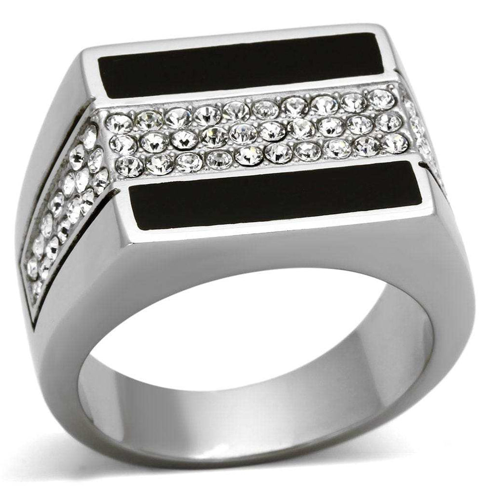 TK1048 - High polished (no plating) Stainless Steel Ring with Top Grade Crystal in Clear - Alamode - Flyclothing LLC