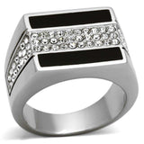 TK1048 - High polished (no plating) Stainless Steel Ring with Top Grade Crystal in Clear - Alamode - Flyclothing LLC