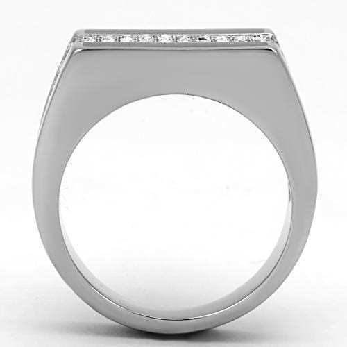 TK1048 - High polished (no plating) Stainless Steel Ring with Top Grade Crystal in Clear - Alamode - Flyclothing LLC