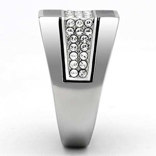 TK1048 - High polished (no plating) Stainless Steel Ring with Top Grade Crystal in Clear - Alamode - Flyclothing LLC