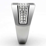 TK1048 - High polished (no plating) Stainless Steel Ring with Top Grade Crystal in Clear - Alamode - Flyclothing LLC