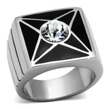 TK1049 - High polished (no plating) Stainless Steel Ring with Top Grade Crystal in Clear - Alamode - Flyclothing LLC